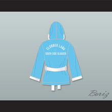 Load image into Gallery viewer, Clubber Lang South Side Slugger Light Blue Satin Half Boxing Robe with Hood