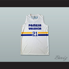 Load image into Gallery viewer, Hanley 21 Pamesa Valencia White Basketball Jersey