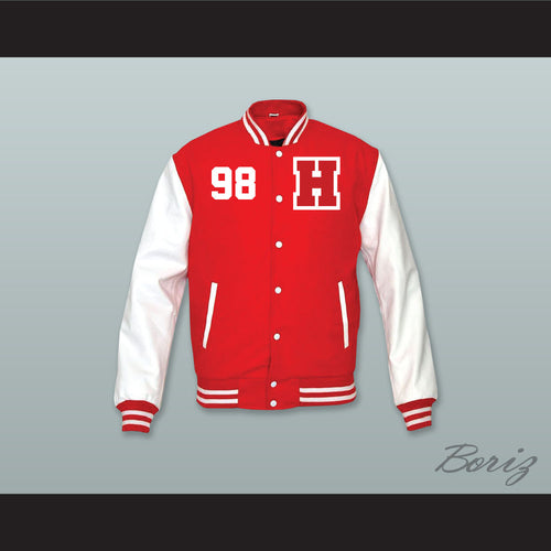 Hard Knock Life 98 Red Wool and White Lab Leather Varsity Letterman Jacket