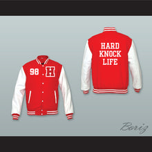 Load image into Gallery viewer, Hard Knock Life 98 Red Wool and White Lab Leather Varsity Letterman Jacket