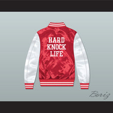Load image into Gallery viewer, Hard Knock Life 98 Red/ White Varsity Letterman Satin Bomber Jacket