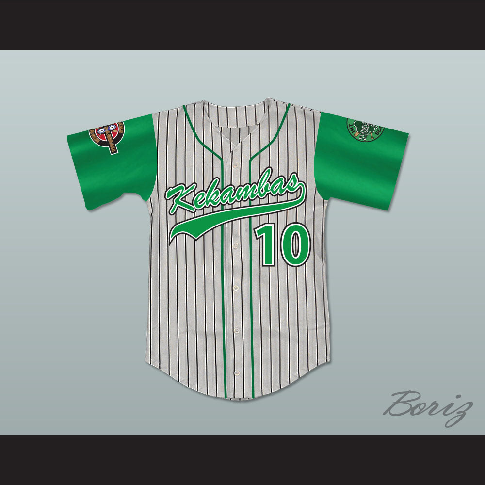 Jamal 10 Kekambas Pinstriped Baseball Jersey with ARCHA and Duffy's Patches