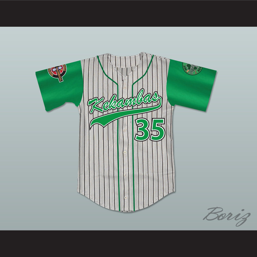 Jefferson Albert Tibbs 35 Kekambas Pinstriped Baseball Jersey with ARCHA and Duffy's Patches