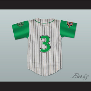 Player 3 Kekambas Pinstriped Baseball Jersey with ARCHA and Duffy's Patches
