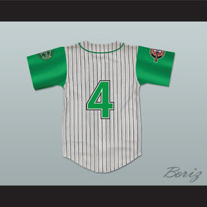 Player 4 Kekambas Pinstriped Baseball Jersey with ARCHA and Duffy's Patches