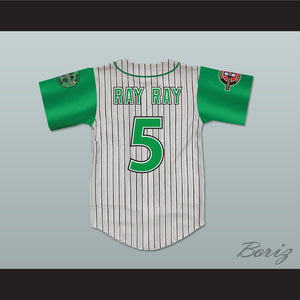 Raymond 'Ray Ray' Bennet 5 Kekambas Pinstriped Baseball Jersey with ARCHA and Duffy's Patches