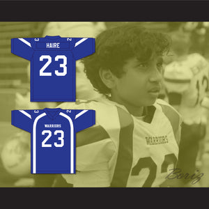 Harlan Haire 23 Liberty Christian School Warriors Blue Football Jersey