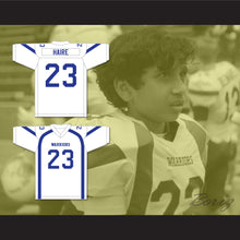 Load image into Gallery viewer, Harlan Haire 23 Liberty Christian School Warriors White Football Jersey