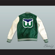 Load image into Gallery viewer, Hartford Whalers Hockey Green and White Lab Leather Varsity Letterman Jacket