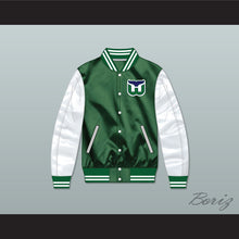 Load image into Gallery viewer, Hartford Whalers Green/ White Varsity Letterman Satin Bomber Jacket