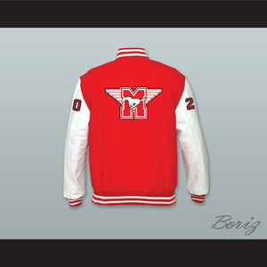 Heaver 20 Hamilton Mustangs Red Wool and White Lab Leather Varsity Letterman Jacket