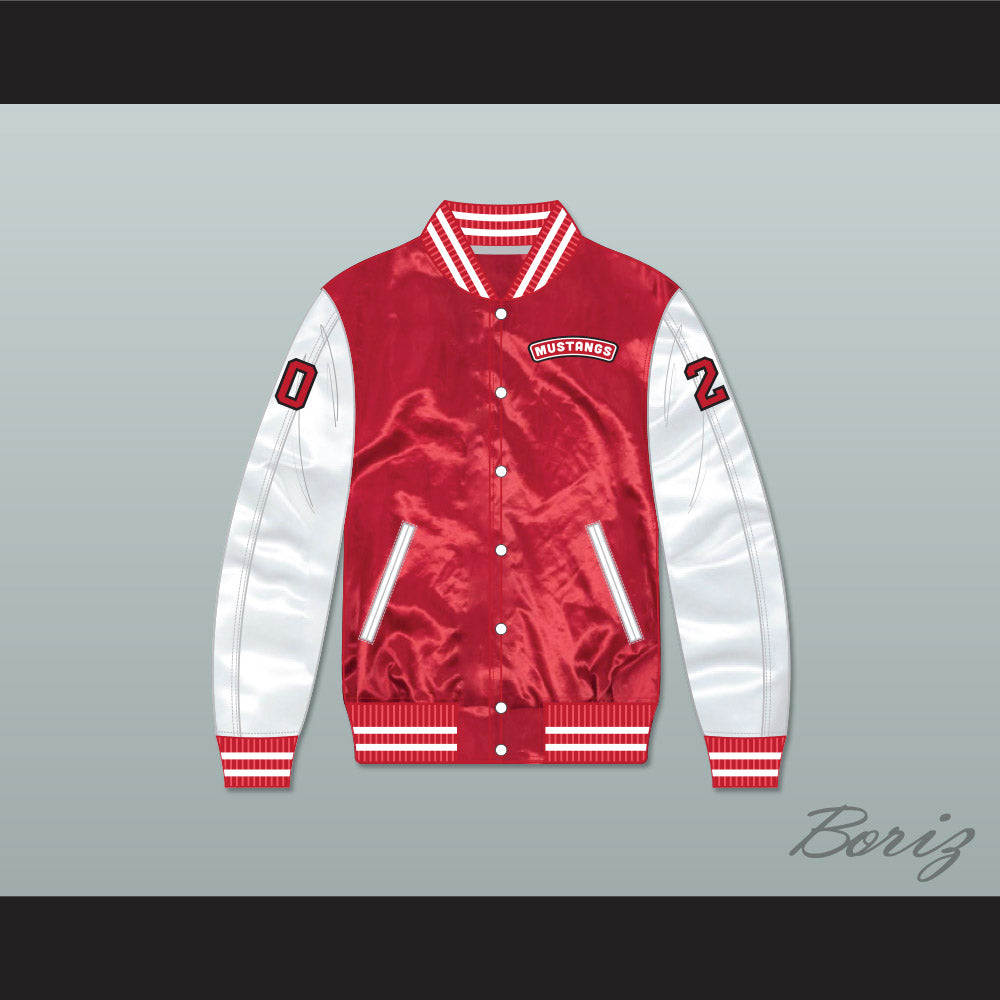 Heaver 20 Hamilton Mustangs Red/ White Varsity Letterman Satin Bomber Jacket
