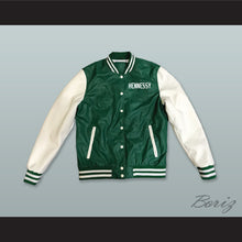 Load image into Gallery viewer, Hennessy Queens Bridge 95 Green and White Lab Leather Varsity Letterman Jacket