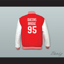 Load image into Gallery viewer, Hennessy Queens Bridge 95 Red Wool and White Lab Leather Varsity Letterman Jacket