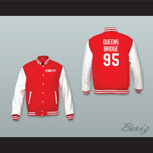 Load image into Gallery viewer, Hennessy Queens Bridge 95 Red Wool and White Lab Leather Varsity Letterman Jacket
