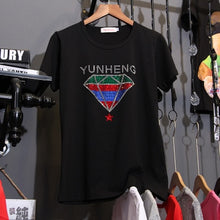 Load image into Gallery viewer, Hiawatha Diamond 2018 New Cotton Hot Drilling T-Shirt Women Short Sleeve Summer T Shirts TX004