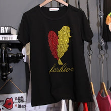 Load image into Gallery viewer, Hiawatha Diamond 2018 New Cotton Hot Drilling T-Shirt Women Short Sleeve Summer T Shirts TX004