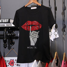 Load image into Gallery viewer, Hiawatha Diamond 2018 New Cotton Hot Drilling T-Shirt Women Short Sleeve Summer T Shirts TX004