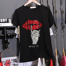 Load image into Gallery viewer, Hiawatha Diamond 2018 New Cotton Hot Drilling T-Shirt Women Short Sleeve Summer T Shirts TX004