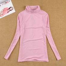 Load image into Gallery viewer, High Elastic New 2020 Fashion Brand Korean Women's Spring Autumn Tops Cotton Long Sleeve Velvet Turtleneck T-shirt Women Shirts