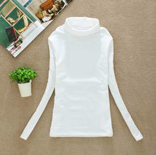 Load image into Gallery viewer, High Elastic New 2020 Fashion Brand Korean Women's Spring Autumn Tops Cotton Long Sleeve Velvet Turtleneck T-shirt Women Shirts