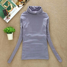 Load image into Gallery viewer, High Elastic New 2020 Fashion Brand Korean Women's Spring Autumn Tops Cotton Long Sleeve Velvet Turtleneck T-shirt Women Shirts