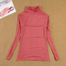 Load image into Gallery viewer, High Elastic New 2020 Fashion Brand Korean Women's Spring Autumn Tops Cotton Long Sleeve Velvet Turtleneck T-shirt Women Shirts