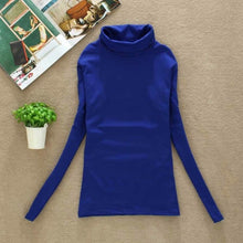 Load image into Gallery viewer, High Elastic New 2020 Fashion Brand Korean Women's Spring Autumn Tops Cotton Long Sleeve Velvet Turtleneck T-shirt Women Shirts