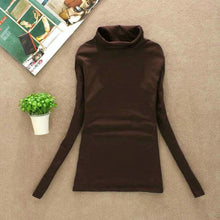 Load image into Gallery viewer, High Elastic New 2020 Fashion Brand Korean Women's Spring Autumn Tops Cotton Long Sleeve Velvet Turtleneck T-shirt Women Shirts