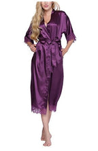 Load image into Gallery viewer, High Quality Black Women Silk Rayon Robe Sexy Long Lingerie Sleepwear Kimono Yukata Nightgown Plus Size S M L XL XXL XXXL A-050