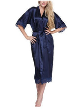 Load image into Gallery viewer, High Quality Black Women Silk Rayon Robe Sexy Long Lingerie Sleepwear Kimono Yukata Nightgown Plus Size S M L XL XXL XXXL A-050