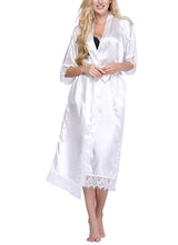 Load image into Gallery viewer, High Quality Black Women Silk Rayon Robe Sexy Long Lingerie Sleepwear Kimono Yukata Nightgown Plus Size S M L XL XXL XXXL A-050