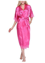 Load image into Gallery viewer, High Quality Black Women Silk Rayon Robe Sexy Long Lingerie Sleepwear Kimono Yukata Nightgown Plus Size S M L XL XXL XXXL A-050