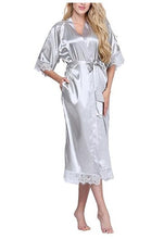 Load image into Gallery viewer, High Quality Black Women Silk Rayon Robe Sexy Long Lingerie Sleepwear Kimono Yukata Nightgown Plus Size S M L XL XXL XXXL A-050