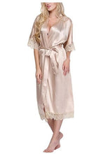 Load image into Gallery viewer, High Quality Black Women Silk Rayon Robe Sexy Long Lingerie Sleepwear Kimono Yukata Nightgown Plus Size S M L XL XXL XXXL A-050