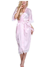 Load image into Gallery viewer, High Quality Black Women Silk Rayon Robe Sexy Long Lingerie Sleepwear Kimono Yukata Nightgown Plus Size S M L XL XXL XXXL A-050