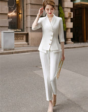 Load image into Gallery viewer, High Quality Casual Women's Suit Pants Two Piece Set 2020 new summer elegant ladies white blazer jacket business attire