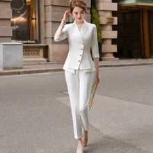 Load image into Gallery viewer, High Quality Casual Women's Suit Pants Two Piece Set 2020 new summer elegant ladies white blazer jacket business attire