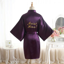 Load image into Gallery viewer, High-end Solid Letter Bride Wedding Robe Sexy Mini Bridesmaid Bridal  Party Gift Casual Half Sleeve Bathrobe Gown Sleepwear
