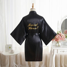 Load image into Gallery viewer, High-end Solid Letter Bride Wedding Robe Sexy Mini Bridesmaid Bridal  Party Gift Casual Half Sleeve Bathrobe Gown Sleepwear