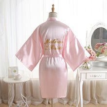 Load image into Gallery viewer, High-end Solid Letter Bride Wedding Robe Sexy Mini Bridesmaid Bridal  Party Gift Casual Half Sleeve Bathrobe Gown Sleepwear