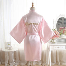 Load image into Gallery viewer, High-end Solid Letter Bride Wedding Robe Sexy Mini Bridesmaid Bridal  Party Gift Casual Half Sleeve Bathrobe Gown Sleepwear