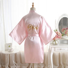 Load image into Gallery viewer, High-end Solid Letter Bride Wedding Robe Sexy Mini Bridesmaid Bridal  Party Gift Casual Half Sleeve Bathrobe Gown Sleepwear