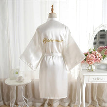 Load image into Gallery viewer, High-end Solid Letter Bride Wedding Robe Sexy Mini Bridesmaid Bridal  Party Gift Casual Half Sleeve Bathrobe Gown Sleepwear