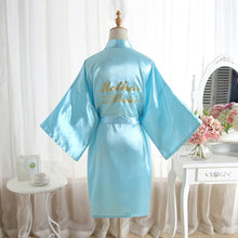 Load image into Gallery viewer, High-end Solid Letter Bride Wedding Robe Sexy Mini Bridesmaid Bridal  Party Gift Casual Half Sleeve Bathrobe Gown Sleepwear