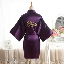 Load image into Gallery viewer, High-end Solid Letter Bride Wedding Robe Sexy Mini Bridesmaid Bridal  Party Gift Casual Half Sleeve Bathrobe Gown Sleepwear