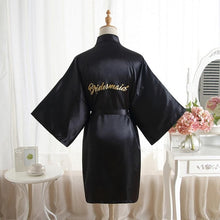 Load image into Gallery viewer, High-end Solid Letter Bride Wedding Robe Sexy Mini Bridesmaid Bridal  Party Gift Casual Half Sleeve Bathrobe Gown Sleepwear