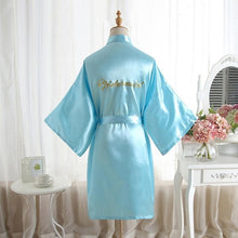 Load image into Gallery viewer, High-end Solid Letter Bride Wedding Robe Sexy Mini Bridesmaid Bridal  Party Gift Casual Half Sleeve Bathrobe Gown Sleepwear