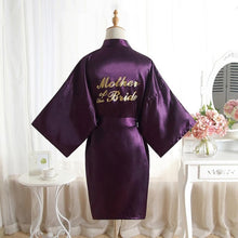 Load image into Gallery viewer, High-end Solid Letter Bride Wedding Robe Sexy Mini Bridesmaid Bridal  Party Gift Casual Half Sleeve Bathrobe Gown Sleepwear