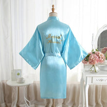 Load image into Gallery viewer, High-end Solid Letter Bride Wedding Robe Sexy Mini Bridesmaid Bridal  Party Gift Casual Half Sleeve Bathrobe Gown Sleepwear